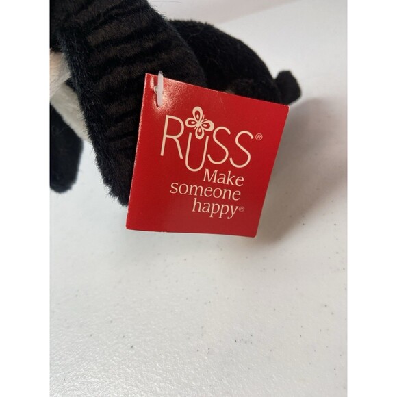 Russ Berrie 5” Black White Puppy Plush w/ Red Rose Small Valentine Gift Toy - Picture 5 of 16